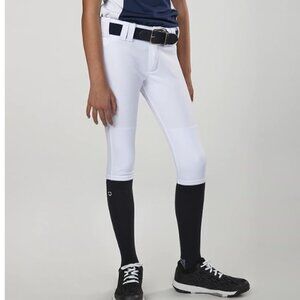 DeMarini Girls' Fierce Softball Pants, White, Girls Large